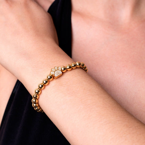 Pfote | 925er Sterlinggold Vermeil | Armband mit CZ-Diamanten und Welpen-Print