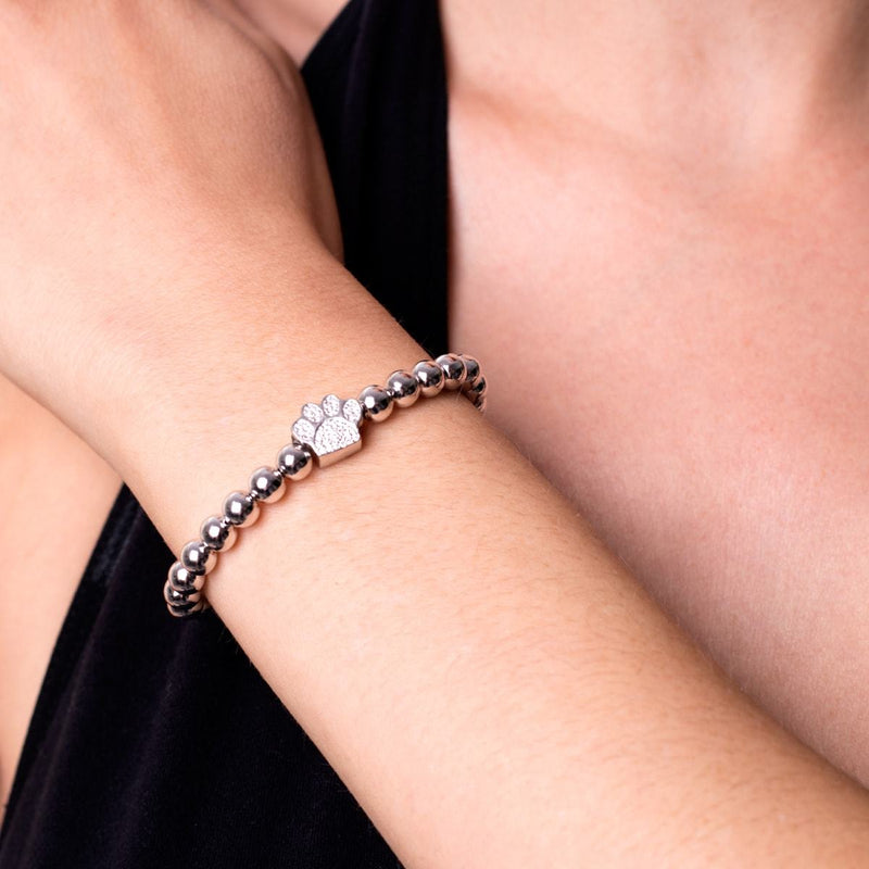 Pfote | 925er Sterlingsilber | Armband mit CZ-Diamanten und Welpen-Print