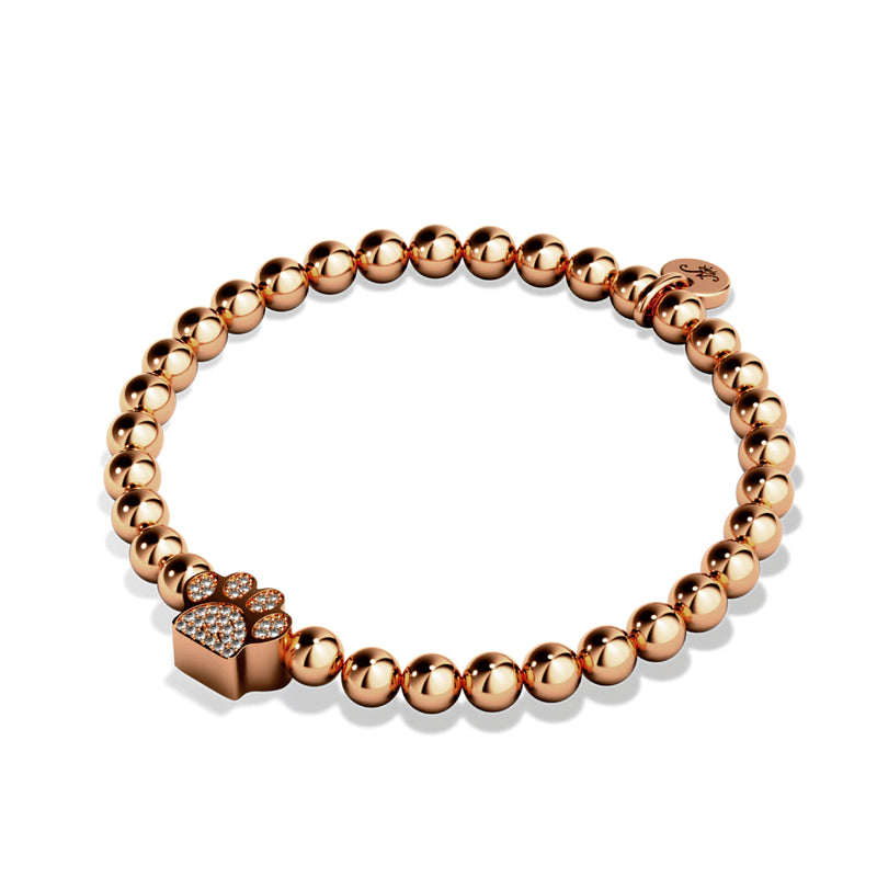 Pfote | 925er Sterlingsilber, Roségold Vermeil | Armband mit CZ-Diamanten und Welpen-Print