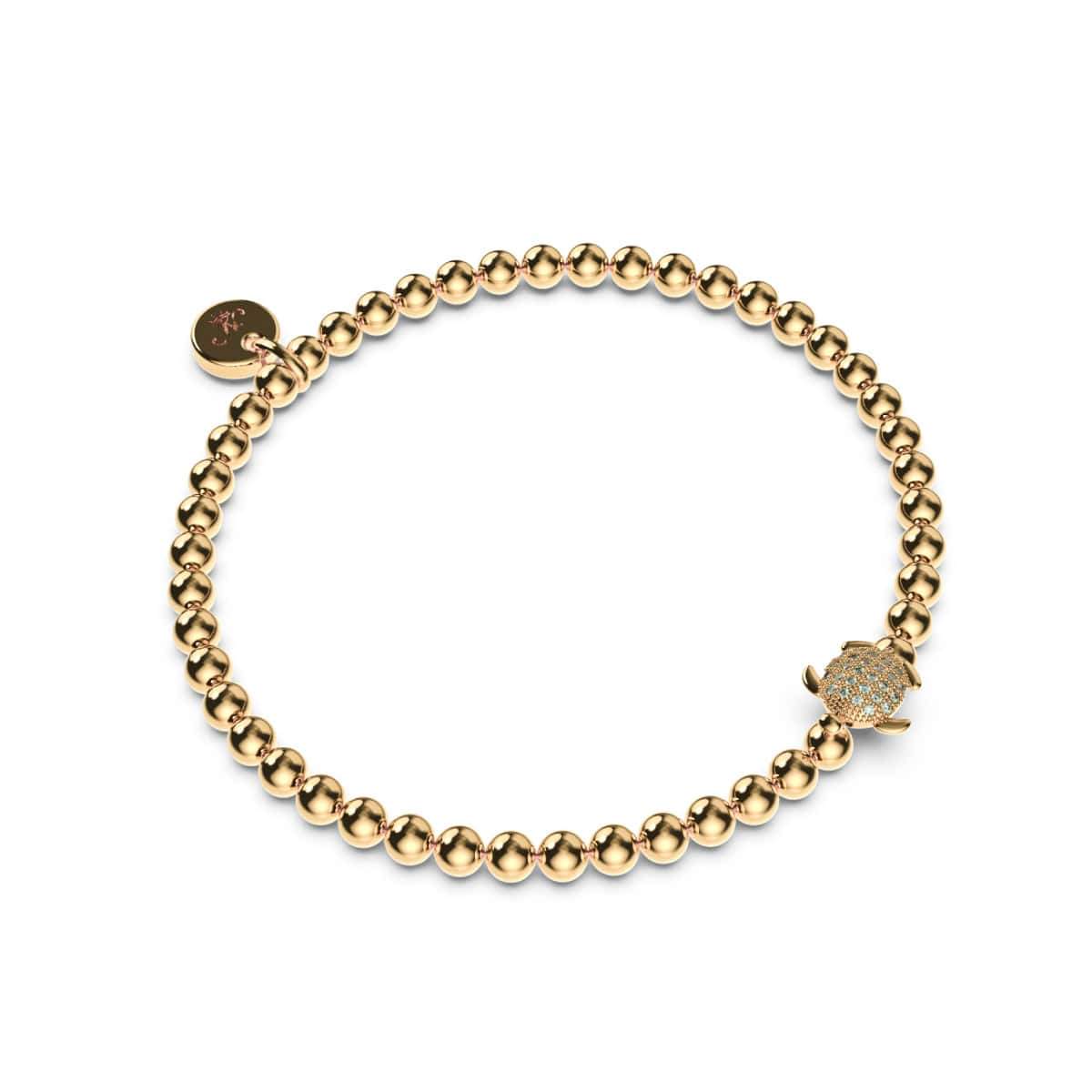 Tortuga | 925 Sterling Gold Vermeil | CZ Diamant Meeresschildkröten Armband