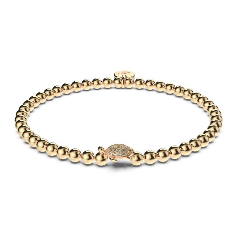 Tortuga | 925 Sterling Gold Vermeil | CZ Diamant Meeresschildkröten Armband