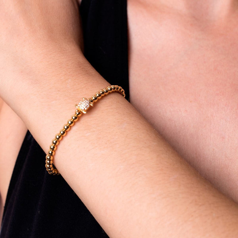 Tortuga | 925 Sterling Gold Vermeil | CZ Diamant Meeresschildkröten Armband