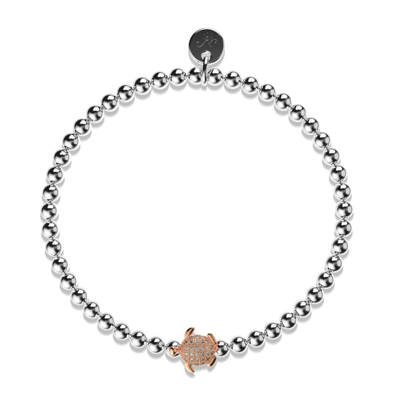 Tortuga | 925 Sterling Silber Weiß & Roségold Vermeil | CZ Diamant Meeresschildkröten Armband