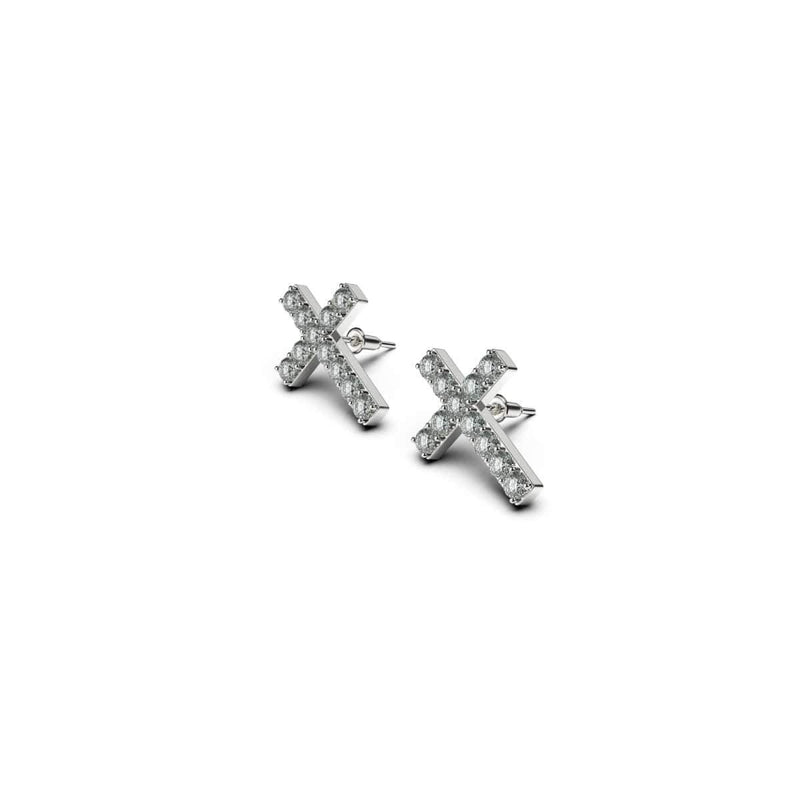 Gesegnet | 925er Sterlingsilber | CZ-Diamant-Kreuz-Ohrringe