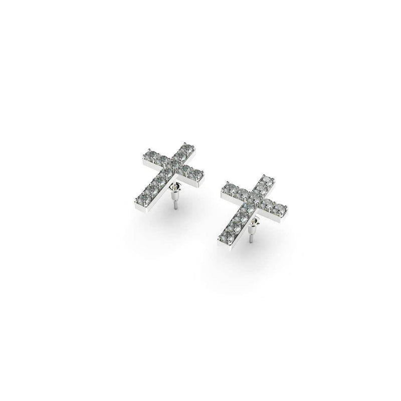 Gesegnet | 925er Sterlingsilber | CZ-Diamant-Kreuz-Ohrringe