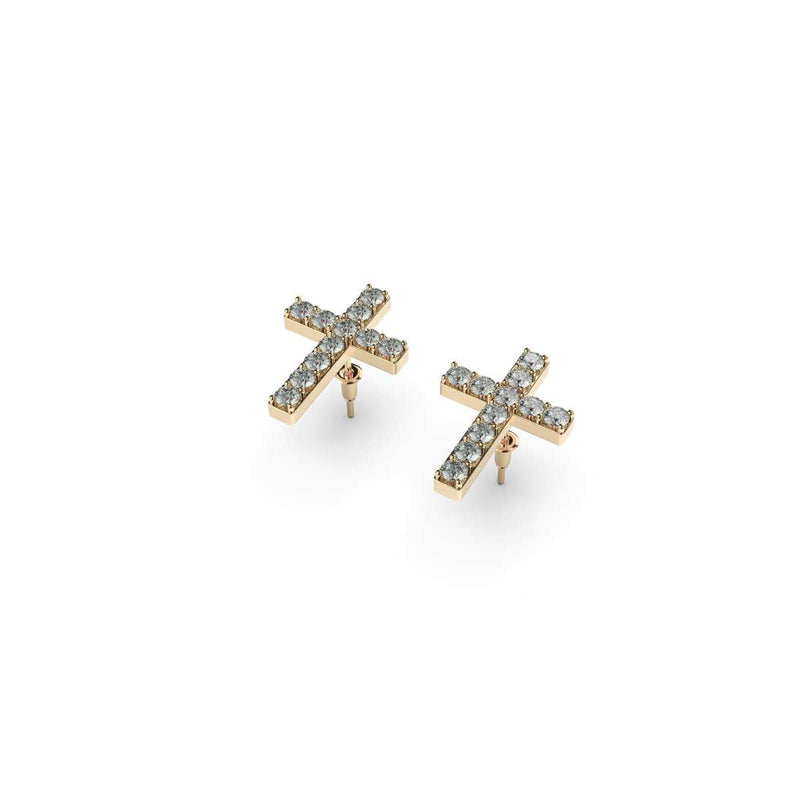 Gesegnet | Gold Vermeil | CZ Diamant Kreuz Ohrringe