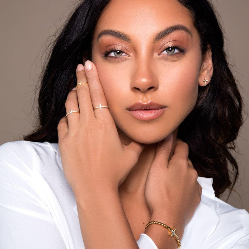 Gesegnet | Gold Vermeil | CZ Diamant Kreuz Ohrringe