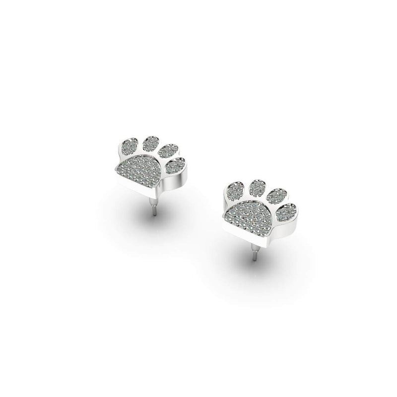 Pfote | 925er Sterlingsilber | Ohrringe mit CZ-Diamanten und Welpen-Print