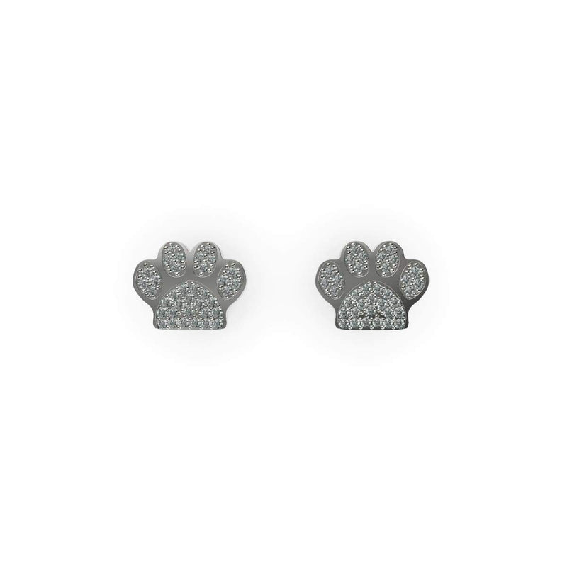 Pfote | 925er Sterlingsilber | Ohrringe mit CZ-Diamanten und Welpen-Print