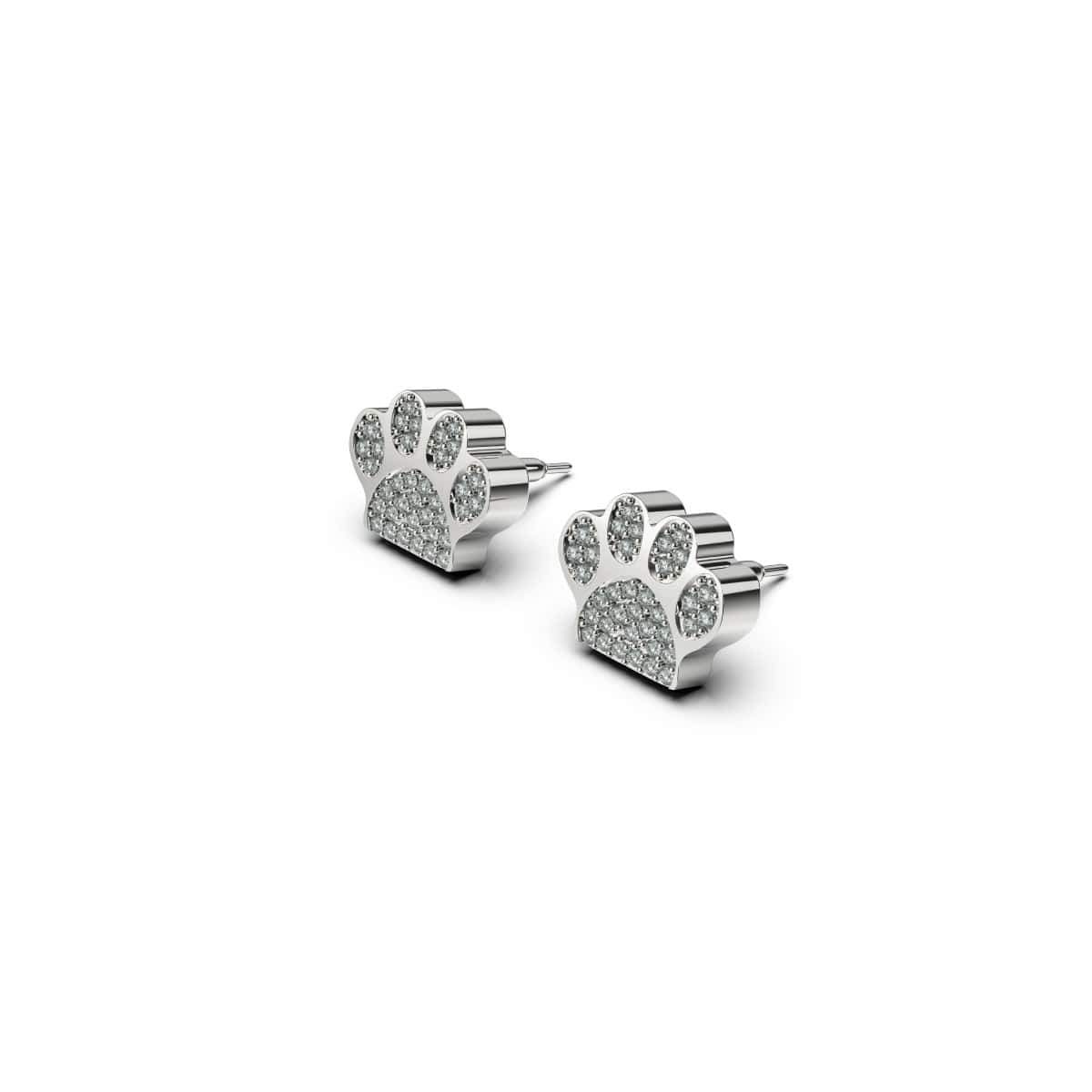 Pfote | 925er Sterlingsilber | Ohrringe mit CZ-Diamanten und Welpen-Print