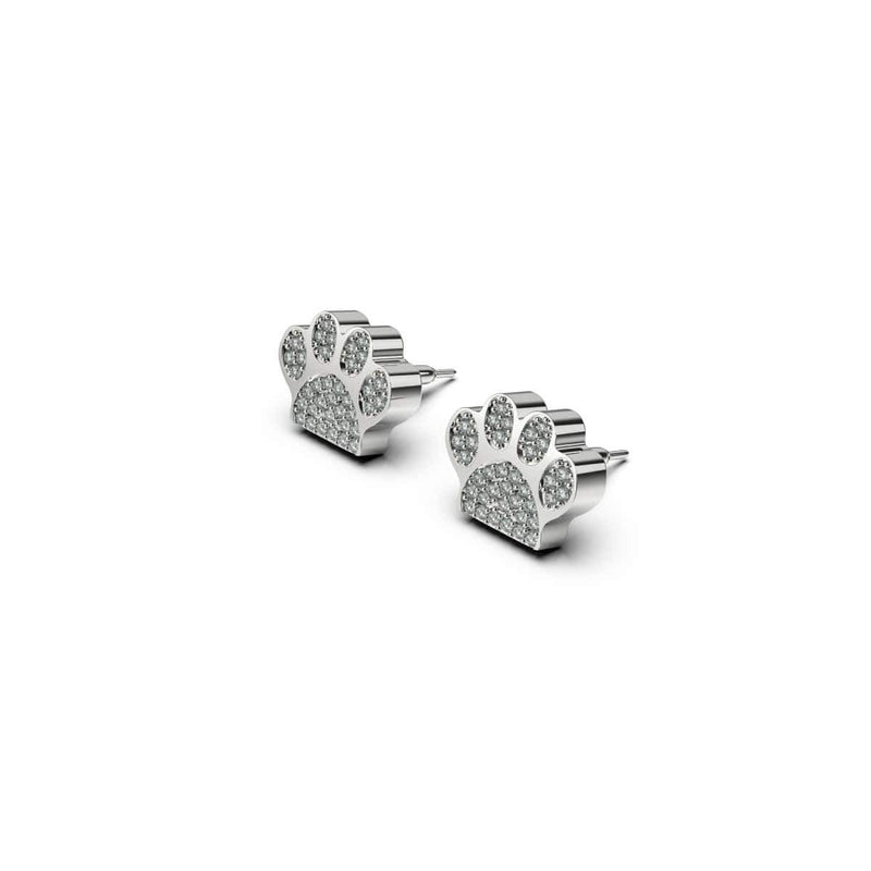 Pfote | 925er Sterlingsilber | Ohrringe mit CZ-Diamanten und Welpen-Print