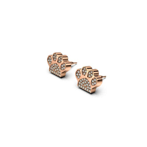 Pfote | Roségold Vermeil | CZ Diamant-Ohrringe mit Welpen-Print