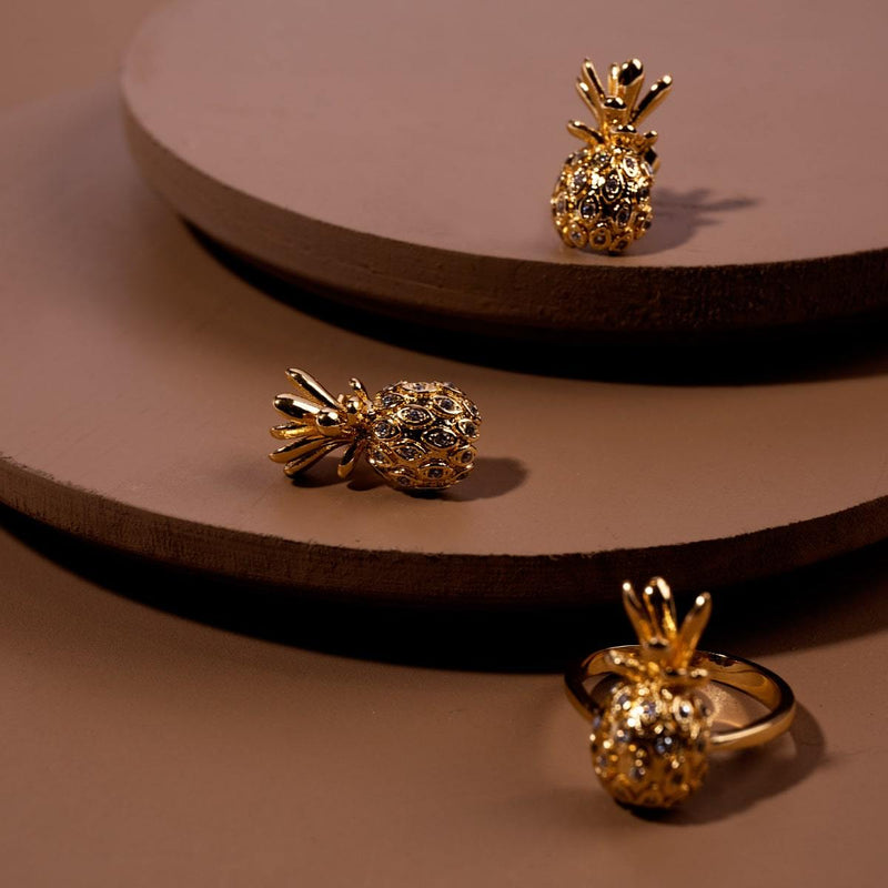 Pina Colada | Gold Vermeil | Ananas-Ohrringe mit CZ-Diamanten