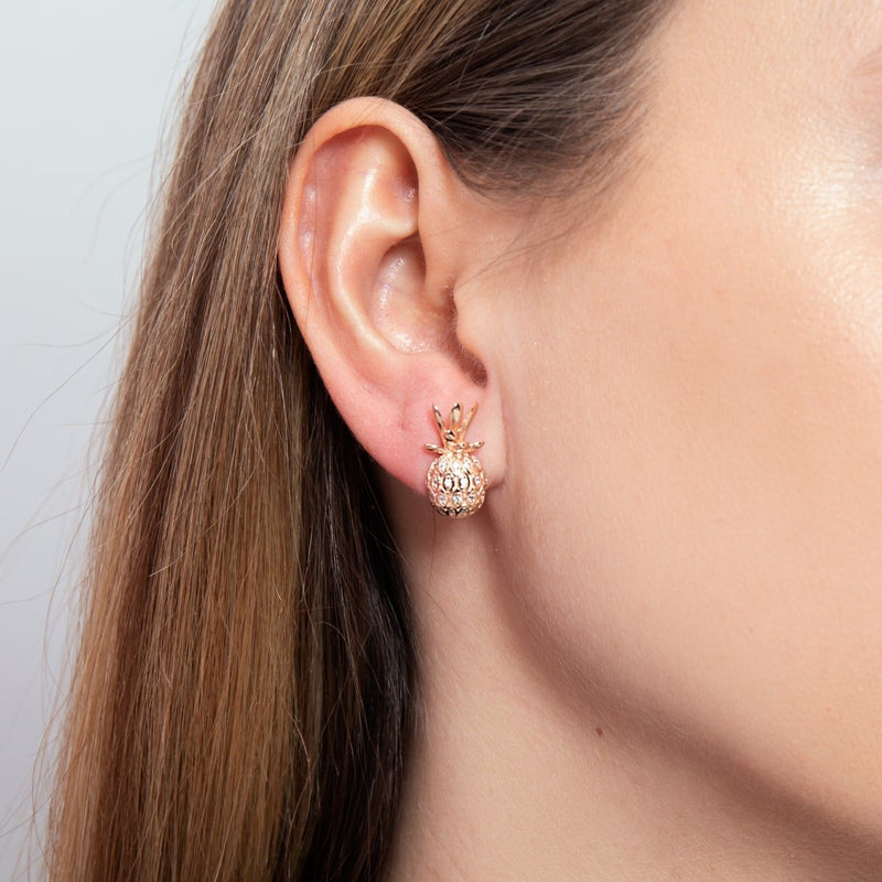 Pina Colada | Roségold Vermeil | Ananas-Ohrringe mit CZ-Diamanten
