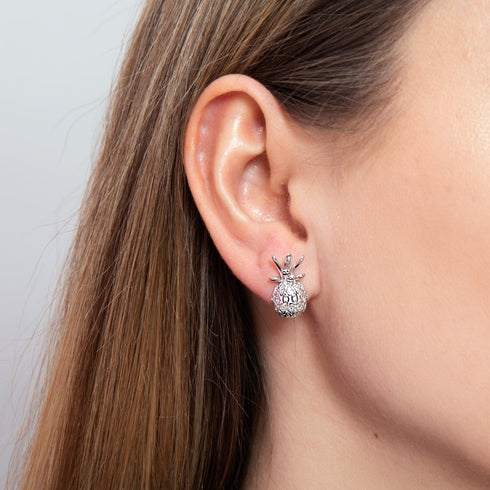 Pina Colada | Weißgold Vermeil | Ananas-Ohrringe mit CZ-Diamanten