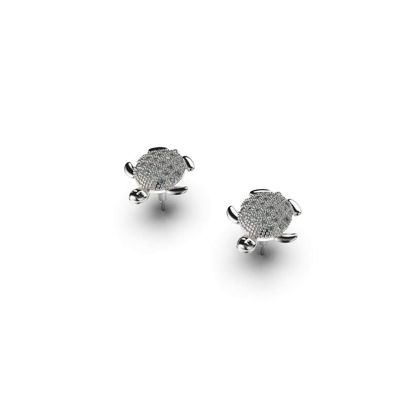 Tortuga | 925er Sterlingsilber | CZ-Diamant-Meeresschildkröten-Ohrringe