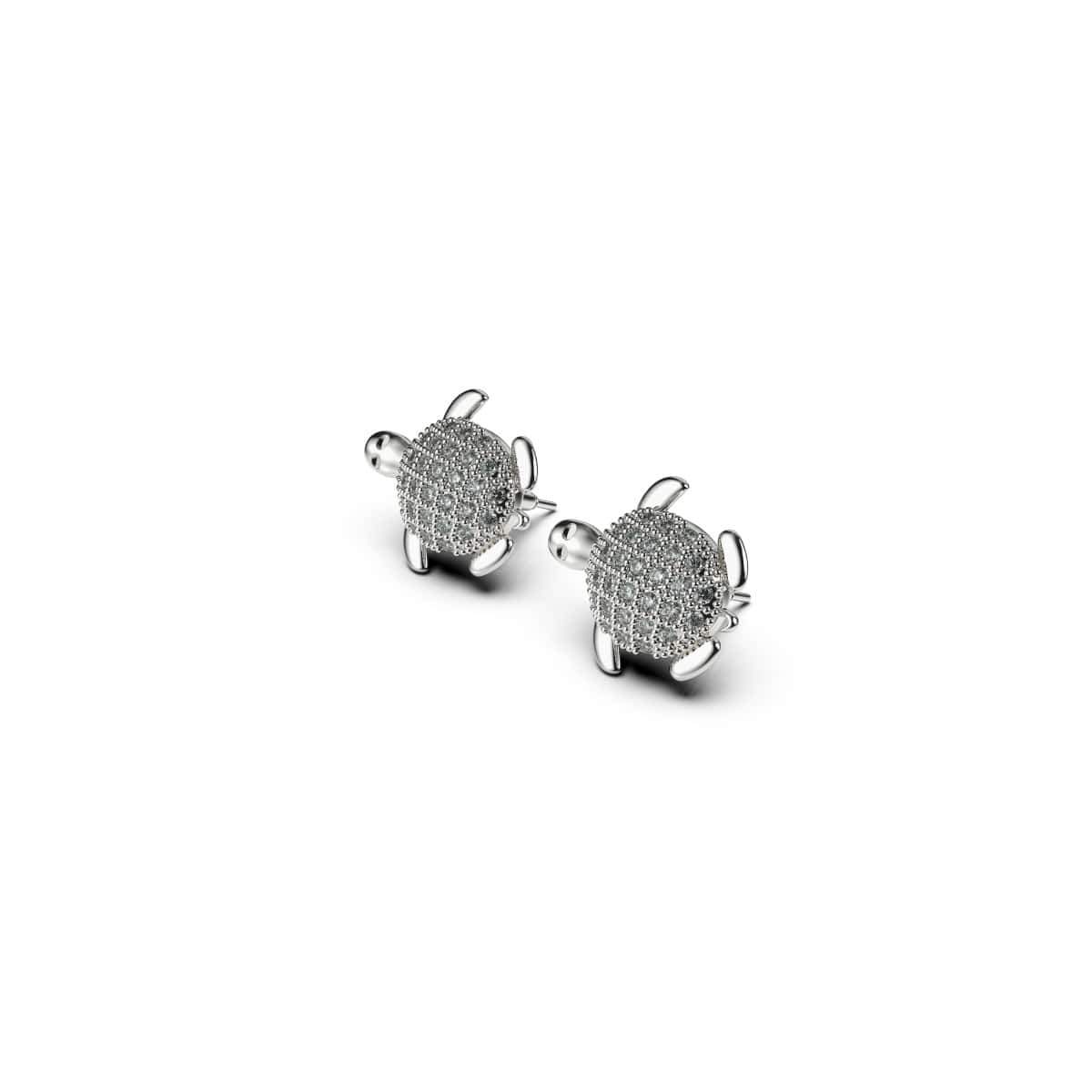Tortuga | 925er Sterlingsilber | CZ-Diamant-Meeresschildkröten-Ohrringe