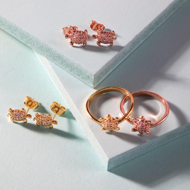 Tortuga | Roségold Vermeil | CZ Diamant Meeresschildkröten Ohrringe