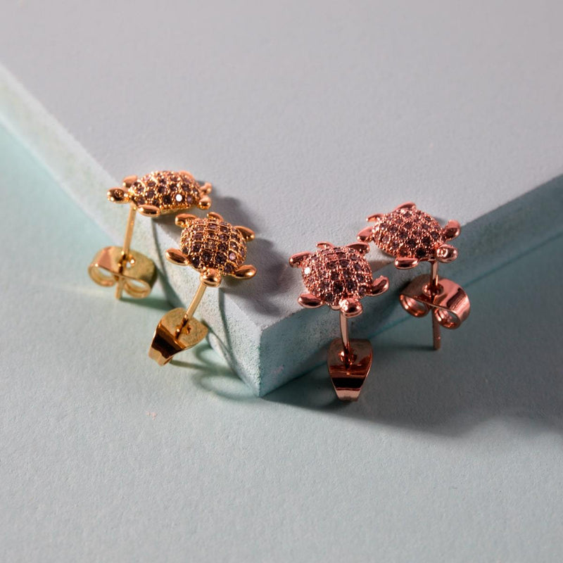 Tortuga | Roségold Vermeil | CZ Diamant Meeresschildkröten Ohrringe