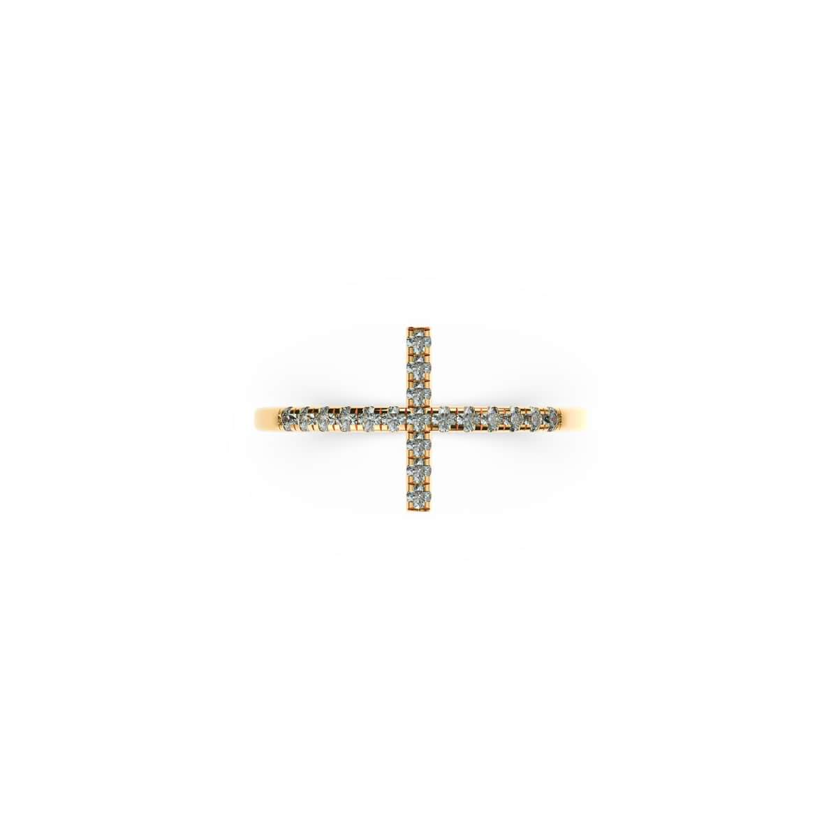 Gesegnet | Gold Vermeil | CZ Diamant Kreuz Ring