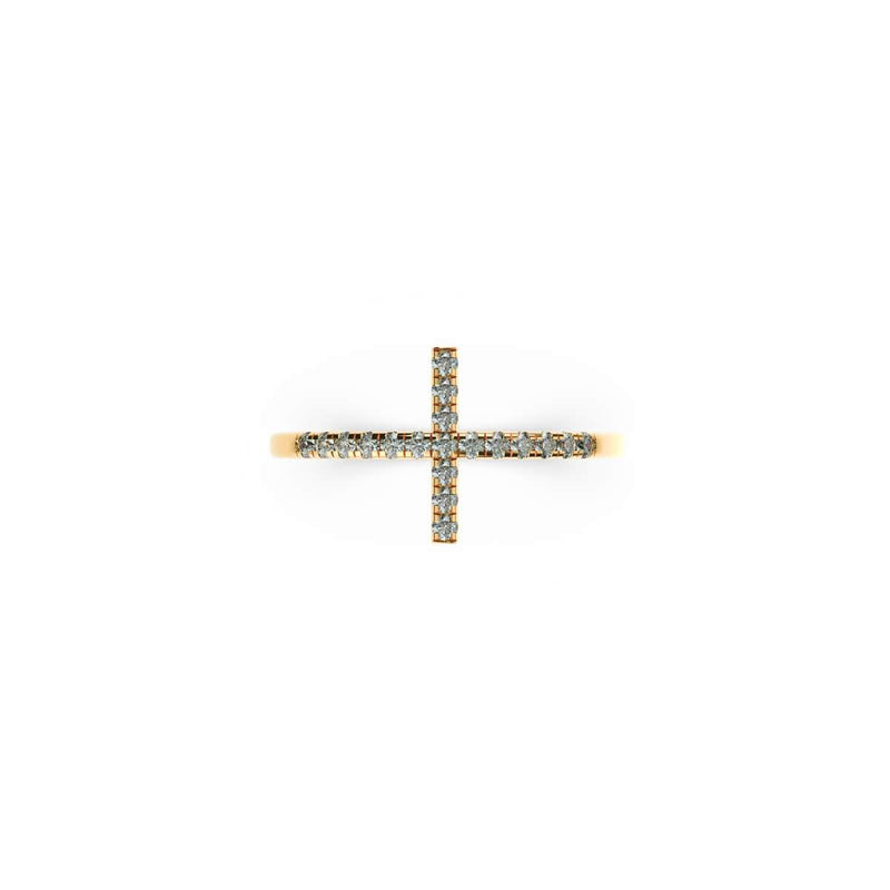 Gesegnet | Gold Vermeil | CZ Diamant Kreuz Ring