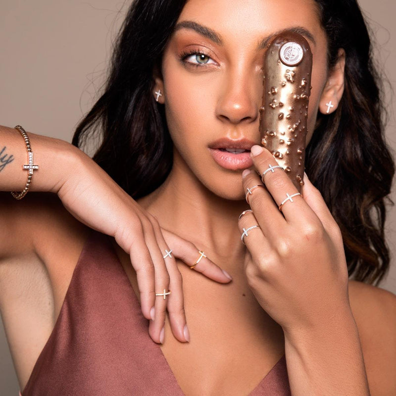 Gesegnet | Roségold Vermeil | CZ Diamant Kreuz Ring