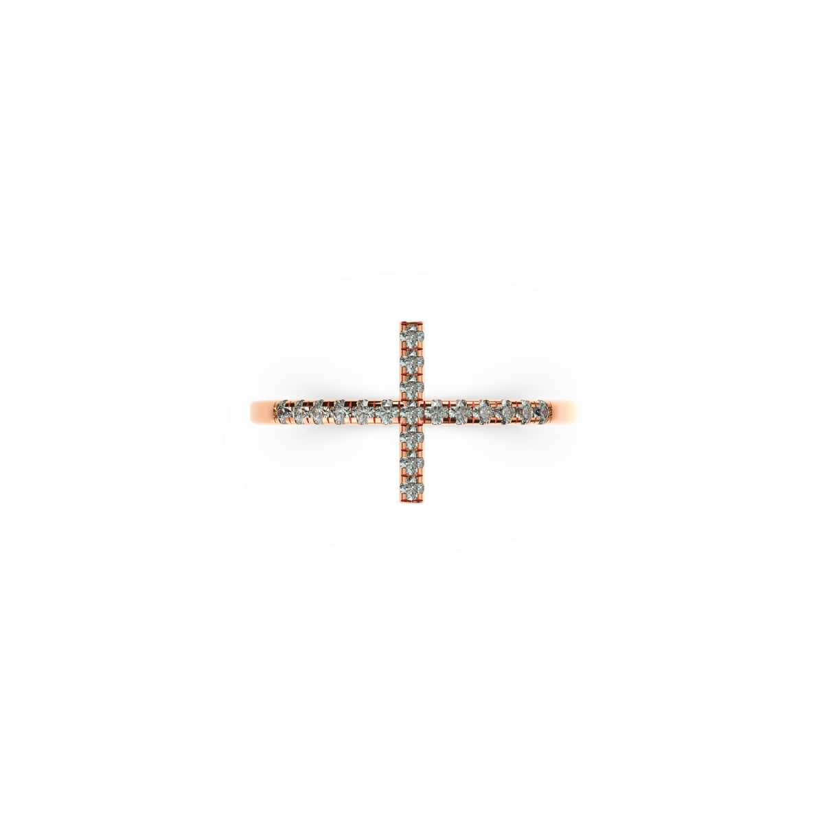 Gesegnet | Roségold Vermeil | CZ Diamant Kreuz Ring