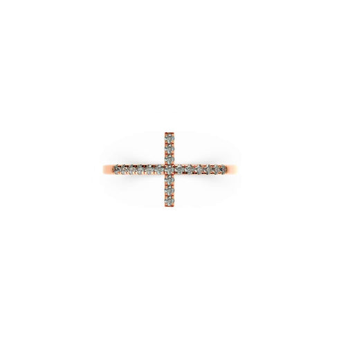 Gesegnet | Roségold Vermeil | CZ Diamant Kreuz Ring