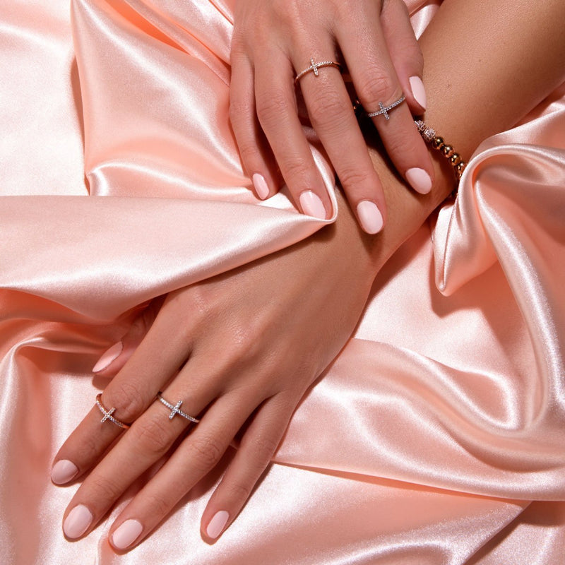 Gesegnet | Roségold Vermeil | CZ Diamant Kreuz Ring