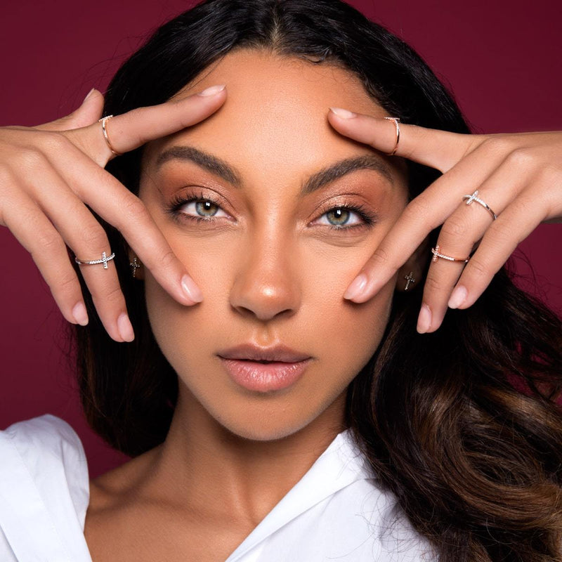 Gesegnet | Roségold Vermeil | CZ Diamant Kreuz Ring