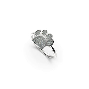 Pfote | 925er Sterlingsilber | CZ-Diamantring mit Welpenabdruck