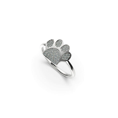 Pfote | 925er Sterlingsilber | CZ-Diamantring mit Welpenabdruck
