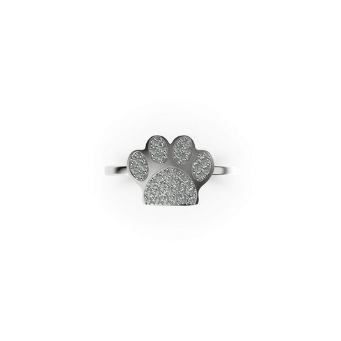 Pfote | 925er Sterlingsilber | CZ-Diamantring mit Welpenabdruck