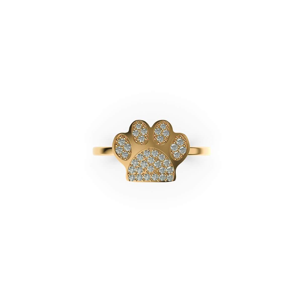 Pfote | Gold Vermeil | CZ Diamant-Ring mit Welpen-Print