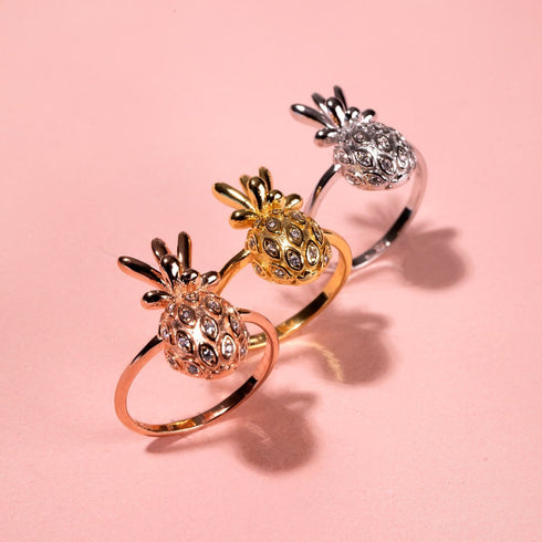 Pina Colada | Gold Vermeil | Ananasring mit Zirkonia-Diamanten