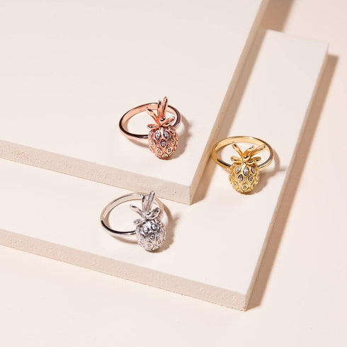 Pina Colada | Roségold Vermeil | Ananasring mit Zirkonia-Diamanten
