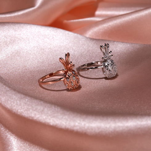 Pina Colada | Roségold Vermeil | Ananasring mit Zirkonia-Diamanten