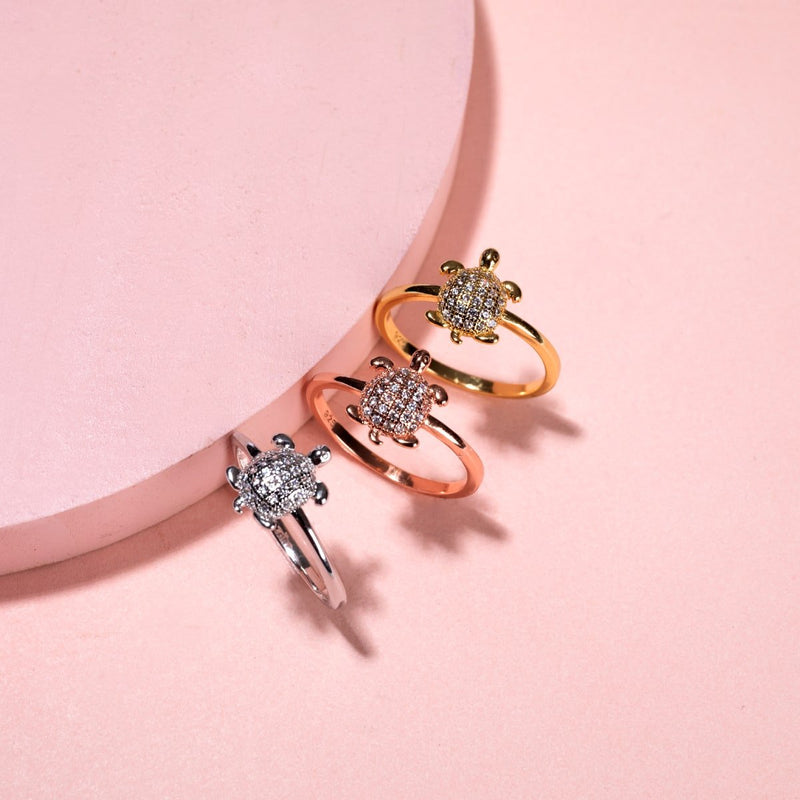 Tortuga | Gold Vermeil | CZ Diamant Meeresschildkrötenring