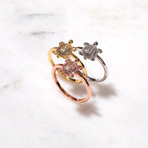 Tortuga | Gold Vermeil | CZ Diamant Meeresschildkrötenring