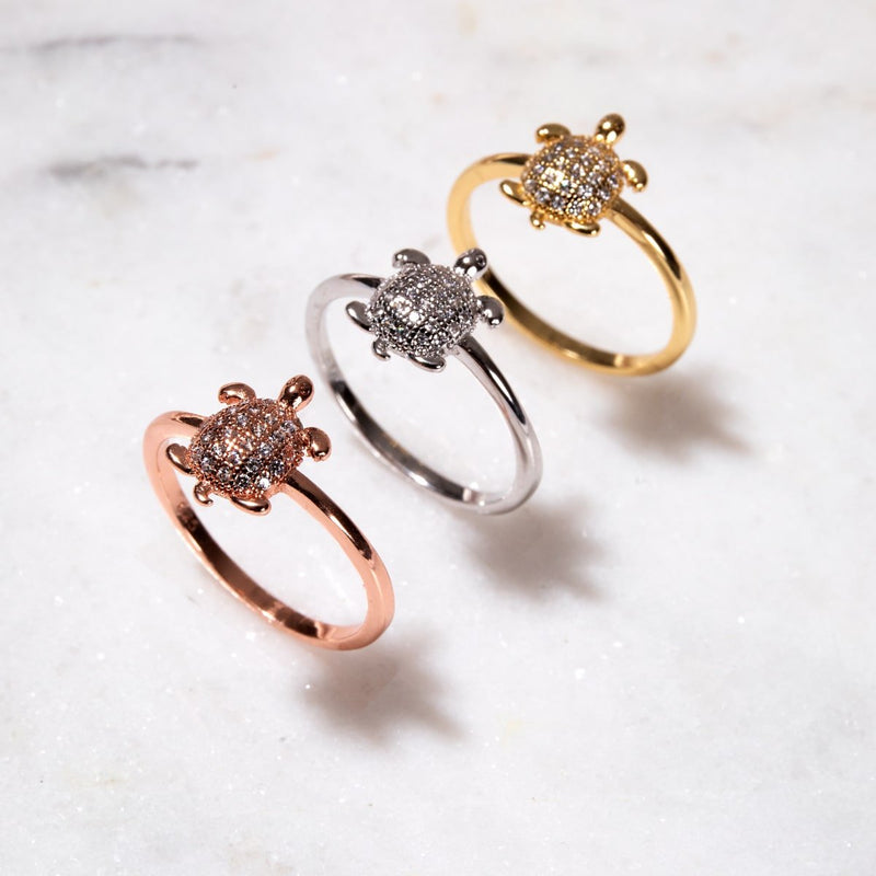 Tortuga | Roségold Vermeil | CZ Diamant Meeresschildkrötenring
