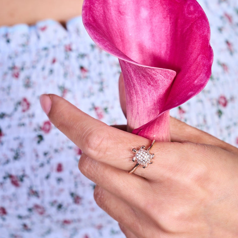 Tortuga | Roségold Vermeil | CZ Diamant Meeresschildkrötenring