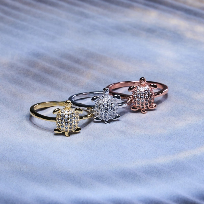 Tortuga | Roségold Vermeil | CZ Diamant Meeresschildkrötenring