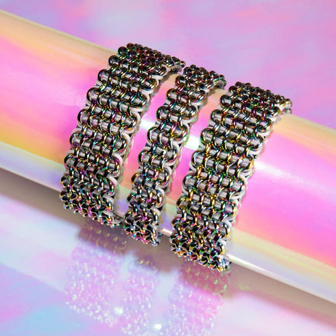 Chamäleon-Links | Deluxe Kismet Armband | Weiß x Einhorn Silber