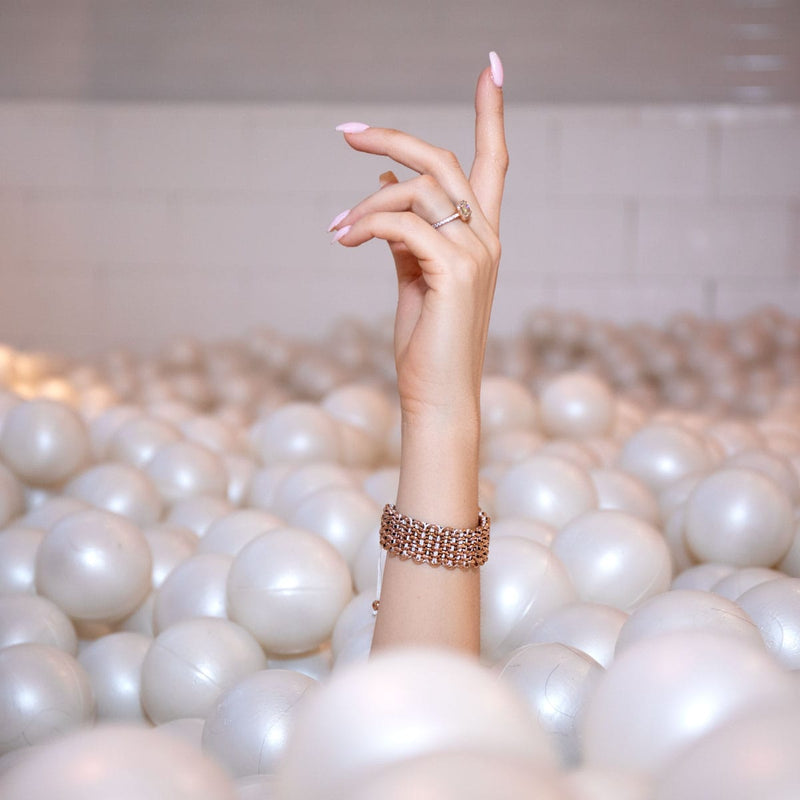 Baumfaultier-Glieder | Deluxe Kismet Armband | Weiß x Roségold