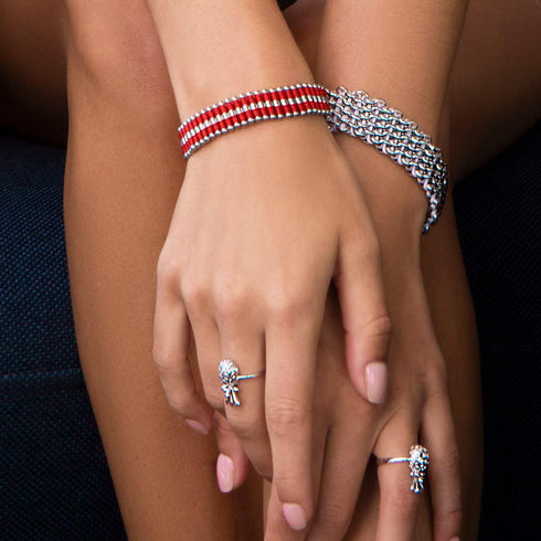 Weiße Nashorn-Glieder | Deluxe Kismet Armband | Weiß x Silber