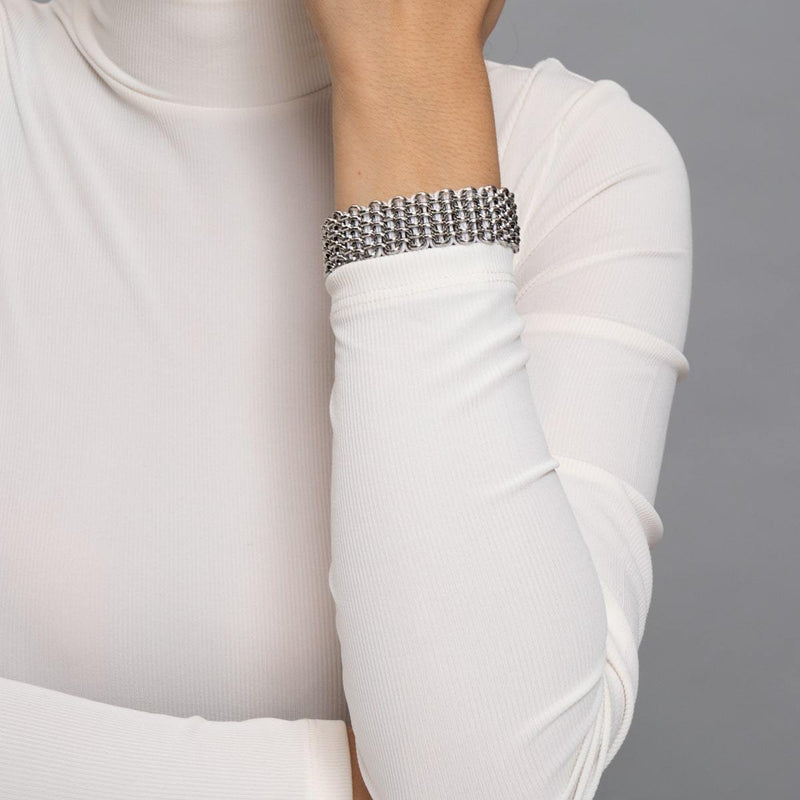 Weiße Nashorn-Glieder | Deluxe Kismet Armband | Weiß x Silber