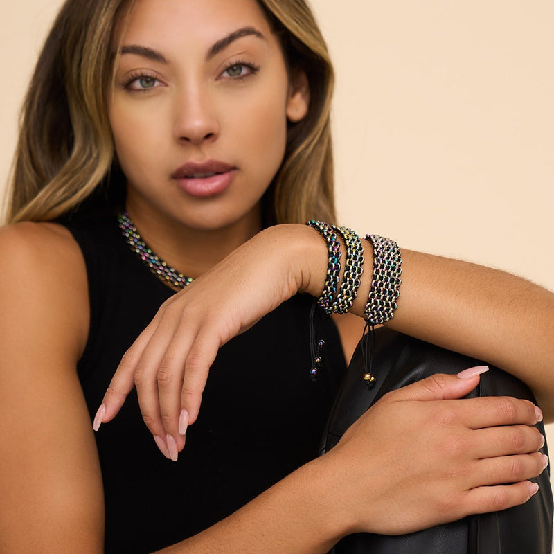 Chamäleon-Links | Original Kismet Armband | Schwarz x Einhorn Silber