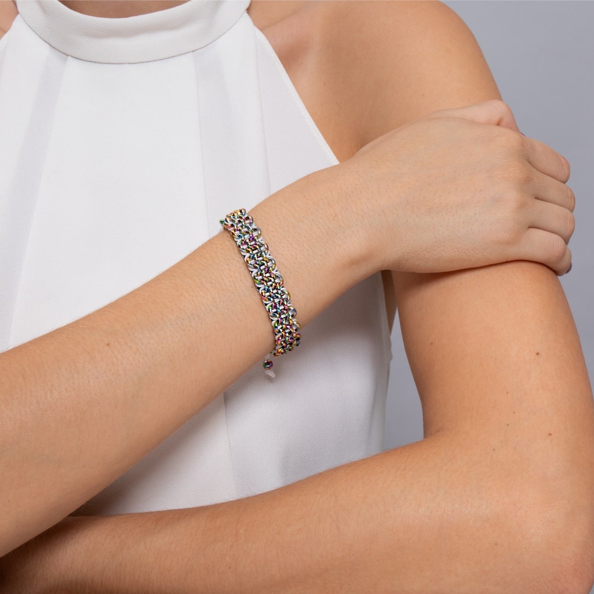 Chamäleon-Links | Original Kismet Armband | Weiß x Einhorn Silber