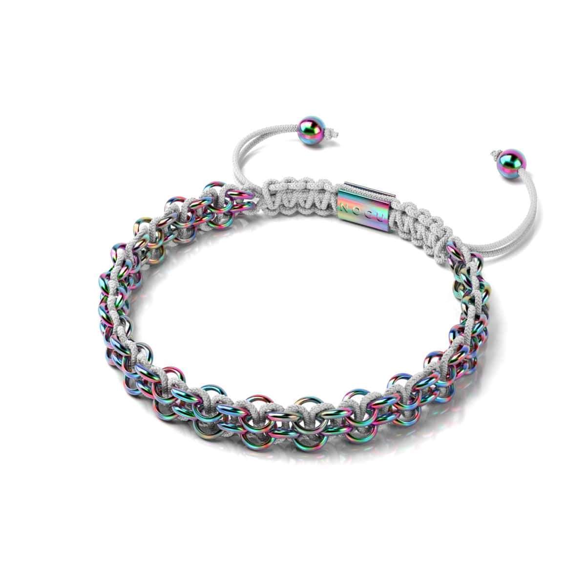 Chamäleon-Glieder | Mini-Kismet-Armband | Weiß x Einhorn Silber
