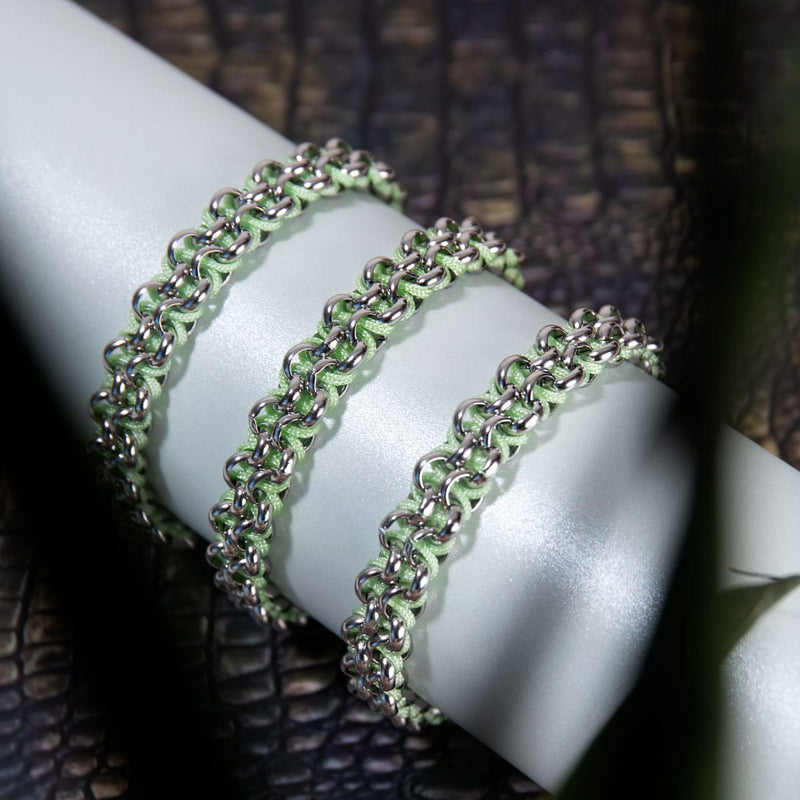 Krokodilglieder | Mini-Kismet-Armband | Mintgrün x Silber